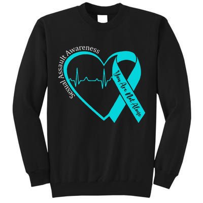 Sexual Assault Awareness Month Heart Teal Ribbon Support Tall Sweatshirt