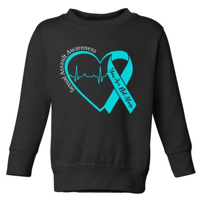 Sexual Assault Awareness Month Heart Teal Ribbon Support Toddler Sweatshirt
