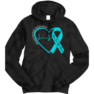 Sexual Assault Awareness Month Heart Teal Ribbon Support Tie Dye Hoodie