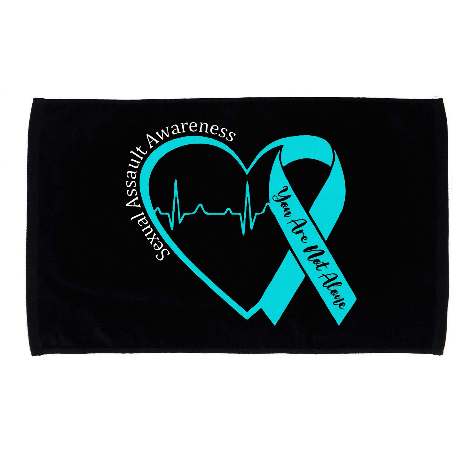 Sexual Assault Awareness Month Heart Teal Ribbon Support Microfiber Hand Towel
