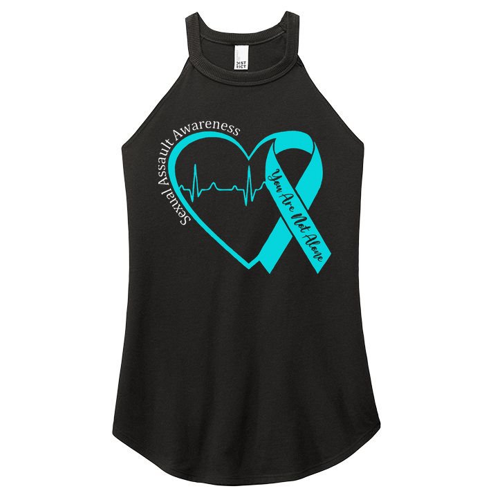 Sexual Assault Awareness Month Heart Teal Ribbon Support Women's Perfect Tri Rocker Tank
