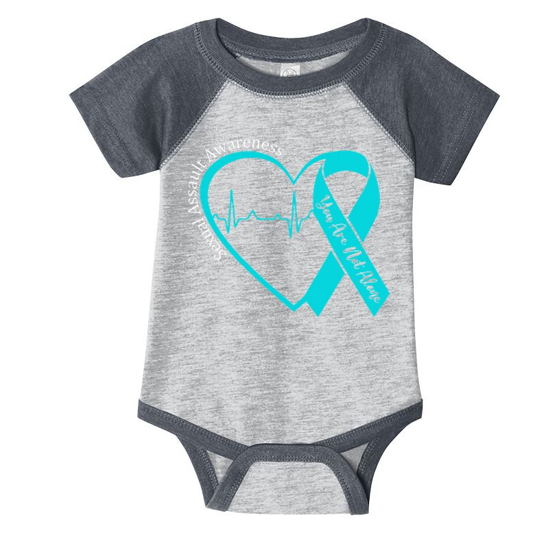 Sexual Assault Awareness Month Heart Teal Ribbon Support Infant Baby Jersey Bodysuit