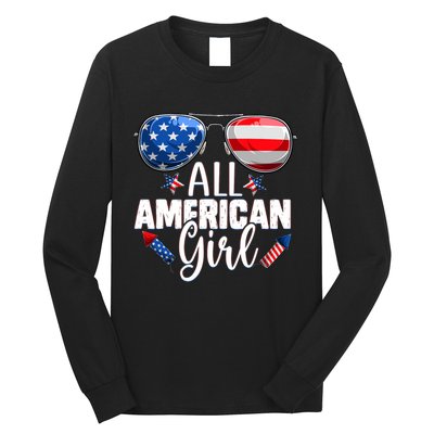 Sunglasses All American Girl 4th Of July Daughter Long Sleeve Shirt