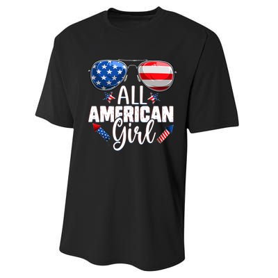 Sunglasses All American Girl 4th Of July Daughter Performance Sprint T-Shirt