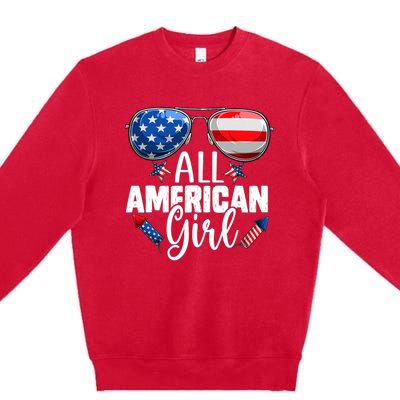 Sunglasses All American Girl 4th Of July Daughter Premium Crewneck Sweatshirt