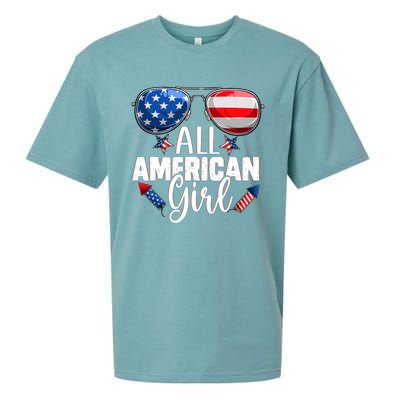 Sunglasses All American Girl 4th Of July Daughter Sueded Cloud Jersey T-Shirt