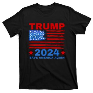 Save America Again 2024 Trump American Flag T-Shirt