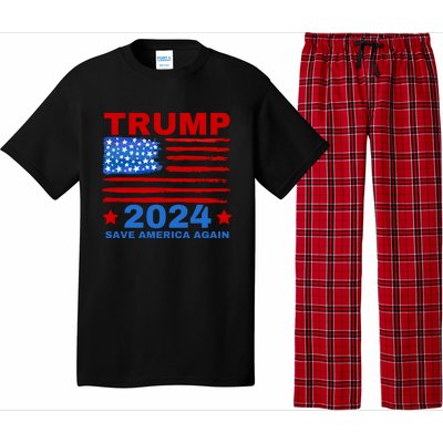 Save America Again 2024 Trump American Flag Pajama Set