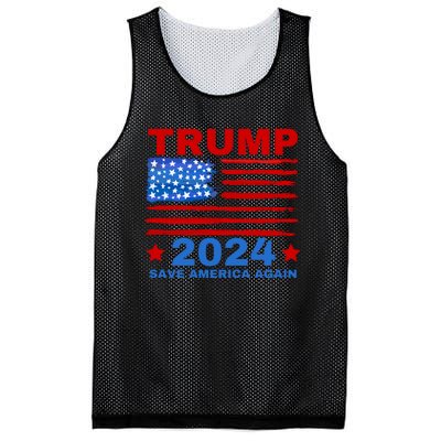 Save America Again 2024 Trump American Flag Mesh Reversible Basketball Jersey Tank