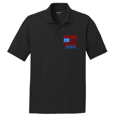 Save America Again 2024 Trump American Flag PosiCharge RacerMesh Polo