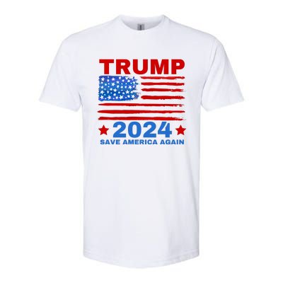 Save America Again 2024 Trump American Flag Softstyle CVC T-Shirt