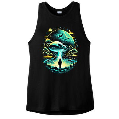 Space Astronaut Alien Abduction Astronomy Extraterrestrial Gift Ladies PosiCharge Tri-Blend Wicking Tank