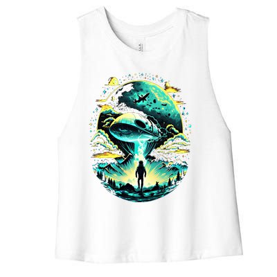 Space Astronaut Alien Abduction Astronomy Extraterrestrial Gift Women's Racerback Cropped Tank