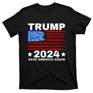 Save America Again 2024 Trump American Flag T-Shirt