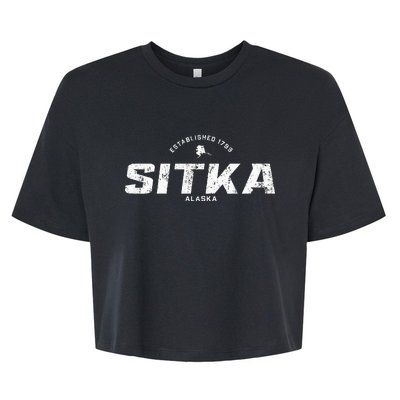 Sitka Alaska Ak Vintage Athletic Sports Bella+Canvas Jersey Crop Tee