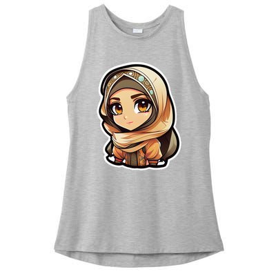 Seductive Anime Arab Hijab Head Scarf Beautiful Classic Ladies PosiCharge Tri-Blend Wicking Tank