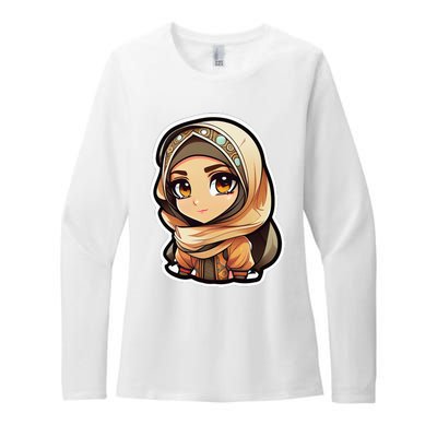 Seductive Anime Arab Hijab Head Scarf Beautiful Classic Womens CVC Long Sleeve Shirt