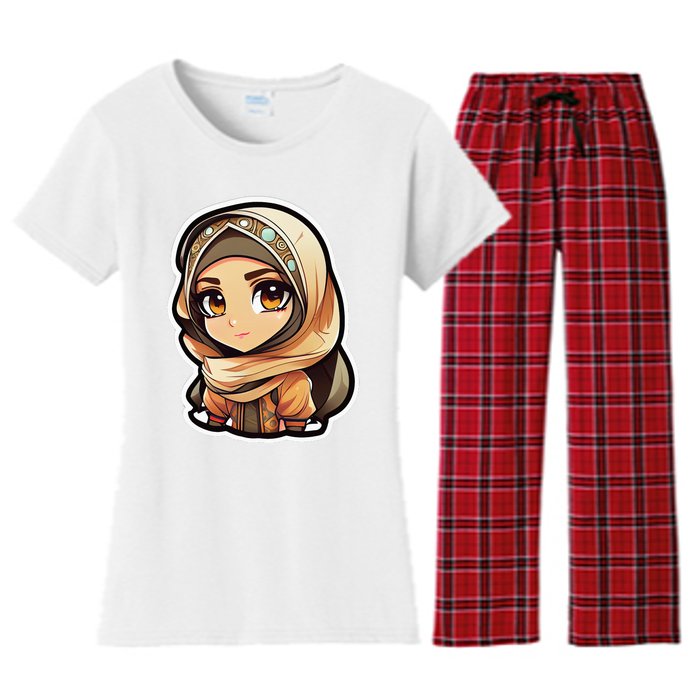 Seductive Anime Arab Hijab Head Scarf Beautiful Classic Women's Flannel Pajama Set