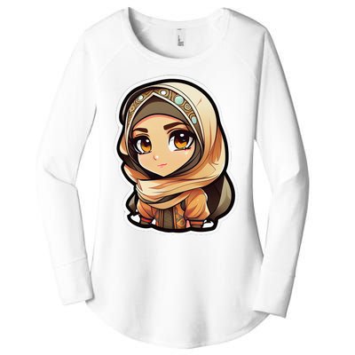 Seductive Anime Arab Hijab Head Scarf Beautiful Classic Women's Perfect Tri Tunic Long Sleeve Shirt