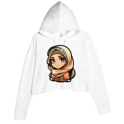 Seductive Anime Arab Hijab Head Scarf Beautiful Classic Crop Fleece Hoodie