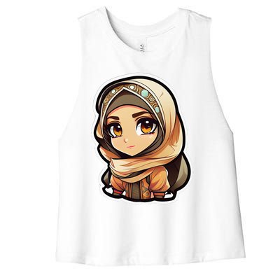 Seductive Anime Arab Hijab Head Scarf Beautiful Classic Women's Racerback Cropped Tank