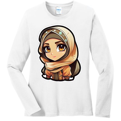 Seductive Anime Arab Hijab Head Scarf Beautiful Classic Ladies Long Sleeve Shirt