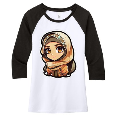 Seductive Anime Arab Hijab Head Scarf Beautiful Classic Women's Tri-Blend 3/4-Sleeve Raglan Shirt