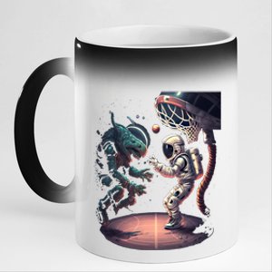 Space Astronaut Alien Playing Basketball Astronomy Space Gift 11oz Black Color Changing Mug