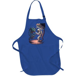 Space Astronaut Alien Playing Basketball Astronomy Space Gift Full-Length Apron With Pockets