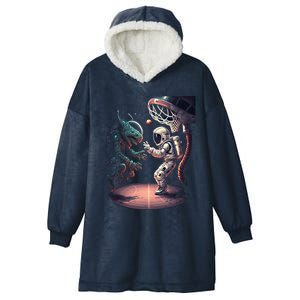 Space Astronaut Alien Playing Basketball Astronomy Space Gift Hooded Wearable Blanket