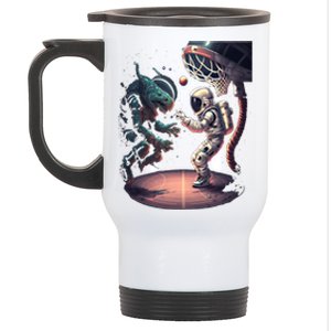 Space Astronaut Alien Playing Basketball Astronomy Space Gift Stainless Steel Travel Mug