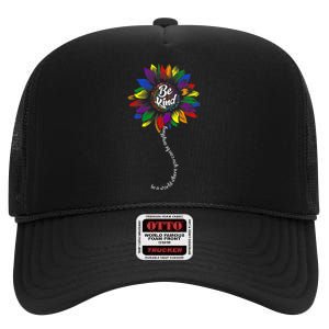 Sunflower Autism Awareness Be Kind Puzzle Mom Support High Crown Mesh Back Trucker Hat