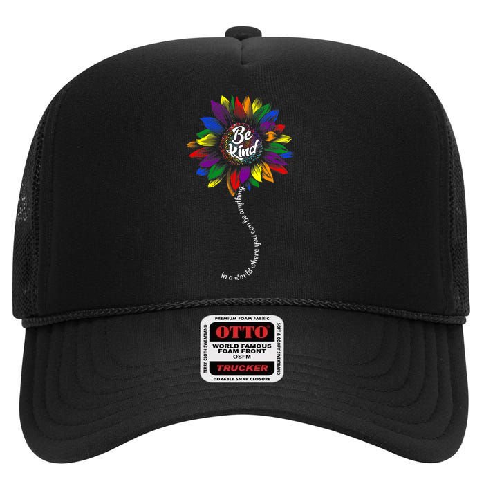 Sunflower Autism Awareness Be Kind Puzzle Mom Support High Crown Mesh Back Trucker Hat