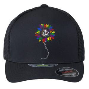 Sunflower Autism Awareness Be Kind Puzzle Mom Support Flexfit Unipanel Trucker Cap