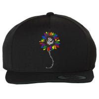 Sunflower Autism Awareness Be Kind Puzzle Mom Support Wool Snapback Cap