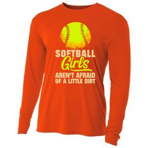 Softball Aren't Afraid Of A Little Dirt Sport Gift Cooling Performance Long Sleeve Crew