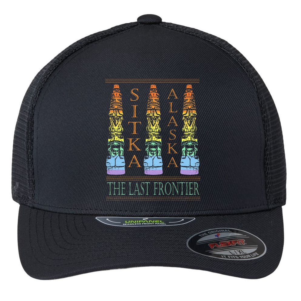 Sitka Alaska Ak Totem Design Flexfit Unipanel Trucker Cap
