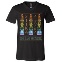 Sitka Alaska Ak Totem Design V-Neck T-Shirt