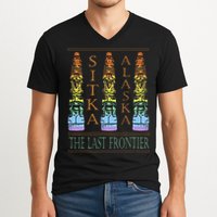 Sitka Alaska Ak Totem Design V-Neck T-Shirt