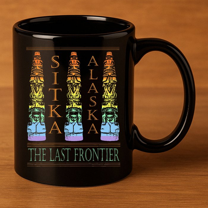 Sitka Alaska Ak Totem Design 11oz C Handle Ceramic Mug