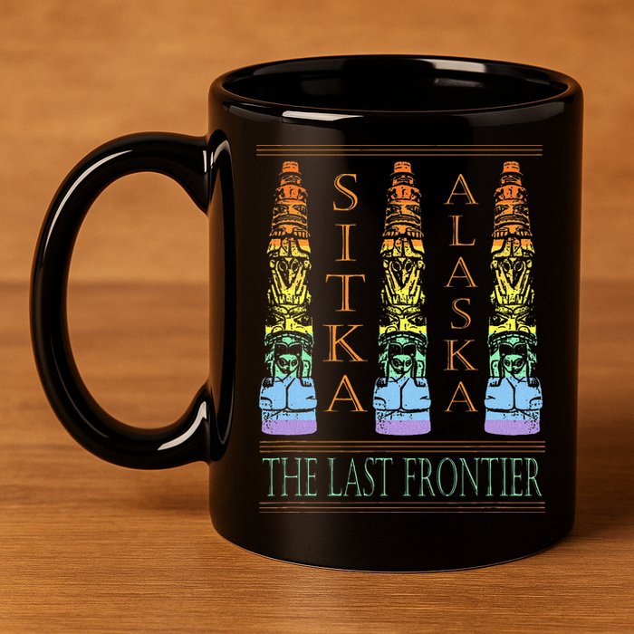 Sitka Alaska Ak Totem Design 11oz C Handle Ceramic Mug