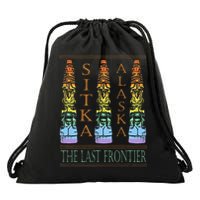 Sitka Alaska Ak Totem Design Drawstring Bag