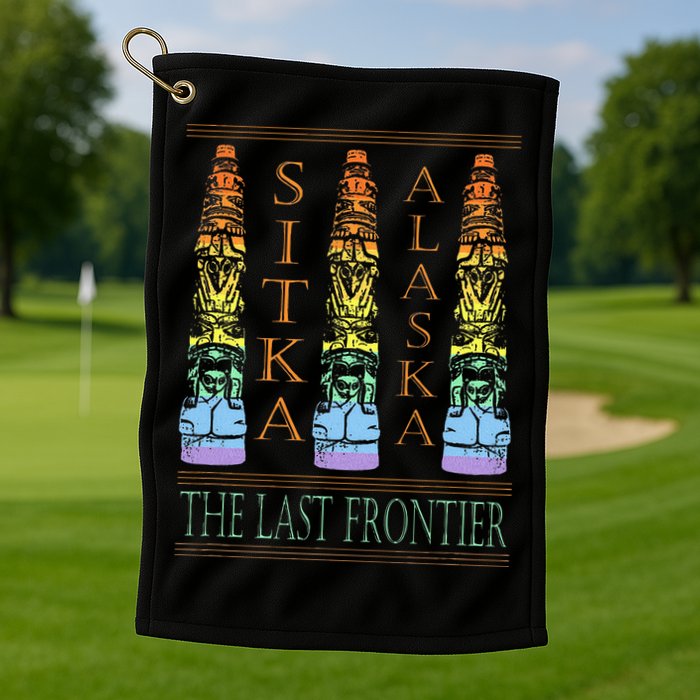 Sitka Alaska Ak Totem Design Golf Towel