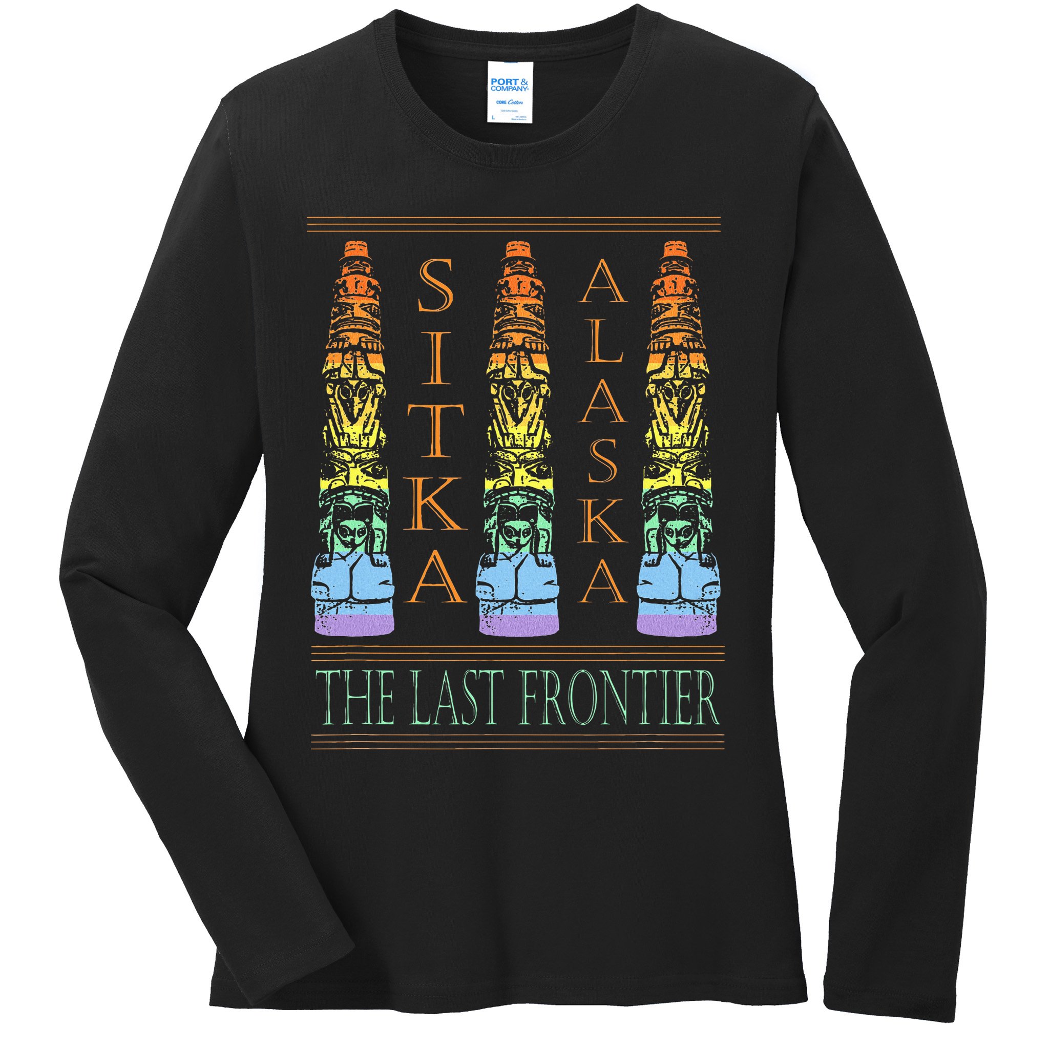 Sitka Alaska Ak Totem Design Ladies Long Sleeve Shirt