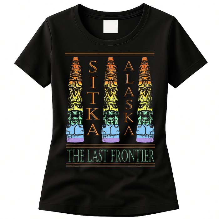 Sitka Alaska Ak Totem Design Womens T-Shirt