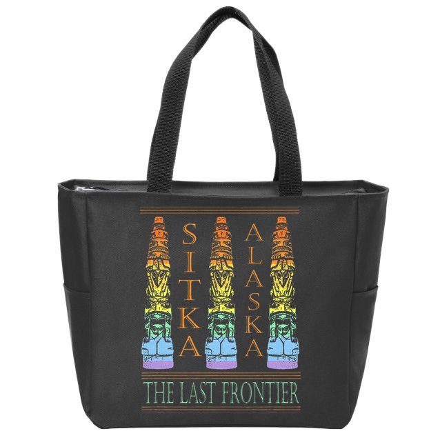 Sitka Alaska Ak Totem Design Zip Tote Bag