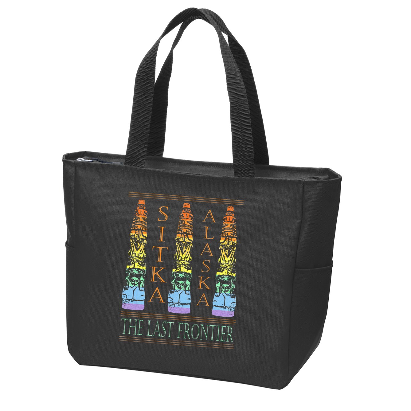 Sitka Alaska Ak Totem Design Zip Tote Bag