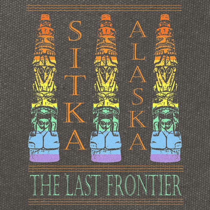 Sitka Alaska Ak Totem Design Cotton Canvas Backpack
