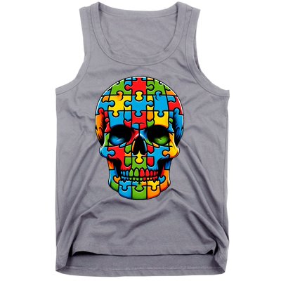 Skull Autism Awareness Autistic Supporter Tank Top