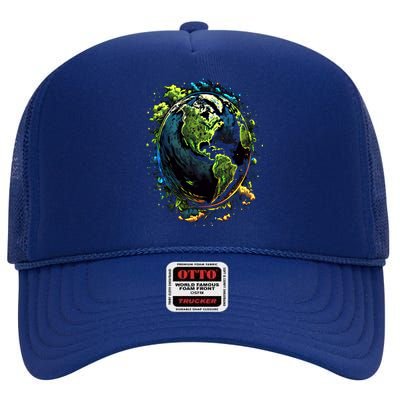 Space Astronaut Alien Astronomy Extraterrestrial Gift High Crown Mesh Back Trucker Hat